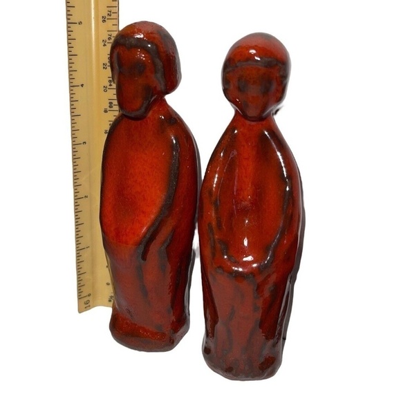 Vintage Gotek Nativity Scene Antique Red Glaze Clay Pottery Small 1-5” 12 Pc MCM - Picture 4 of 5